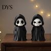 Скелет в черной мантии Статуэтка 3D-печать Фигурка Жнеца, Статуэтка в готической мантии, Мини-модель Игрушка для Хэллоуина Настольное украшение