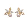 French retro synthetic zircon flower earrings light luxury high-end stud earrings exquisite temperament fashionable versatile earrings women
