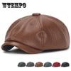 Мужская и женская винтажная состаренная шляпа-берет из искусственной кожи в британском стиле, кепка с короткими полями, модная универсальная красивая шляпа-утконос в студенческом стиле