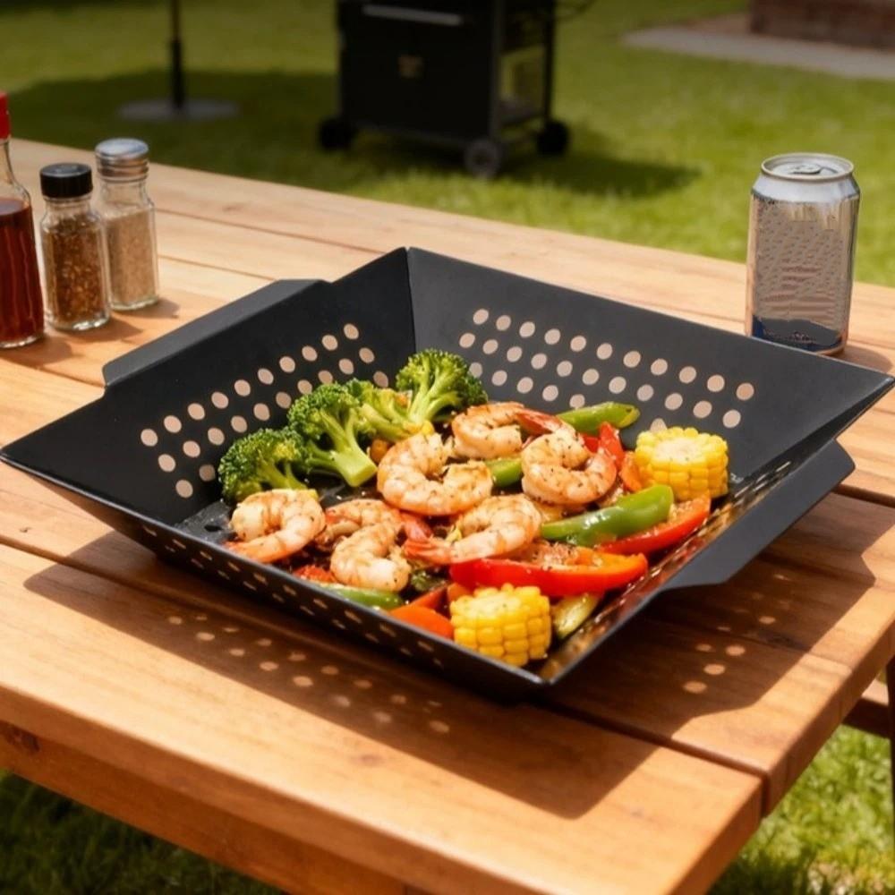 Large Capacity Barbecue Grill Pan Non-Stick Coated Roasting Fish Plate Grill Basket  Picnic
