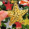 4/20PCS Five-pointed Star Pendant Gold Silver Red Hollowed Out Christmas Tree Hanging Ornaments New Year Party Decoration Supply
