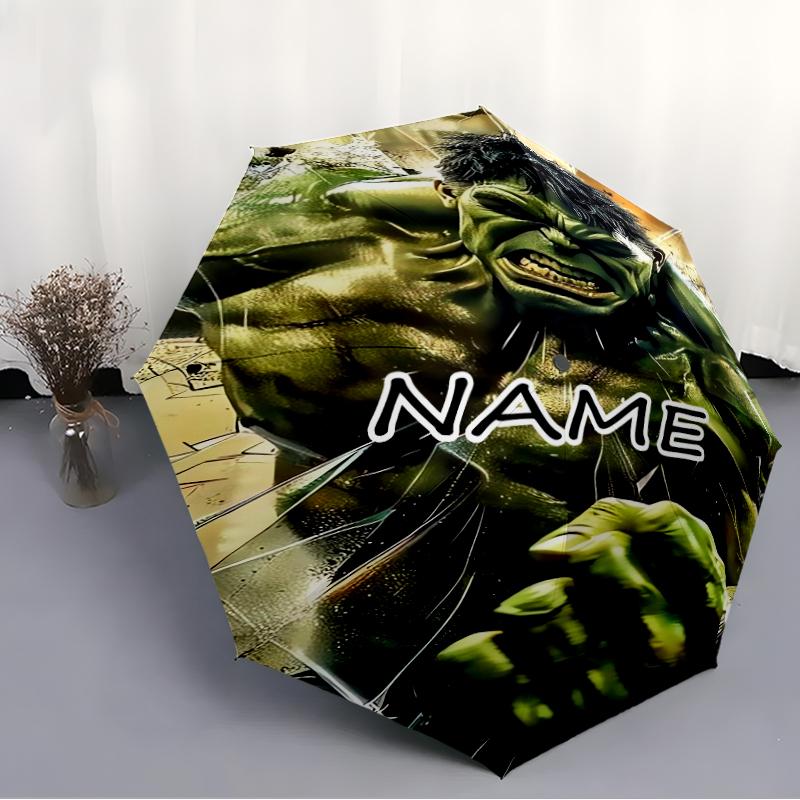 Personalized Name H-Hulk Print Umbrella - Automatic Open/Close, Eight-Rib Durable Frame, Automatic Folding Umbrella