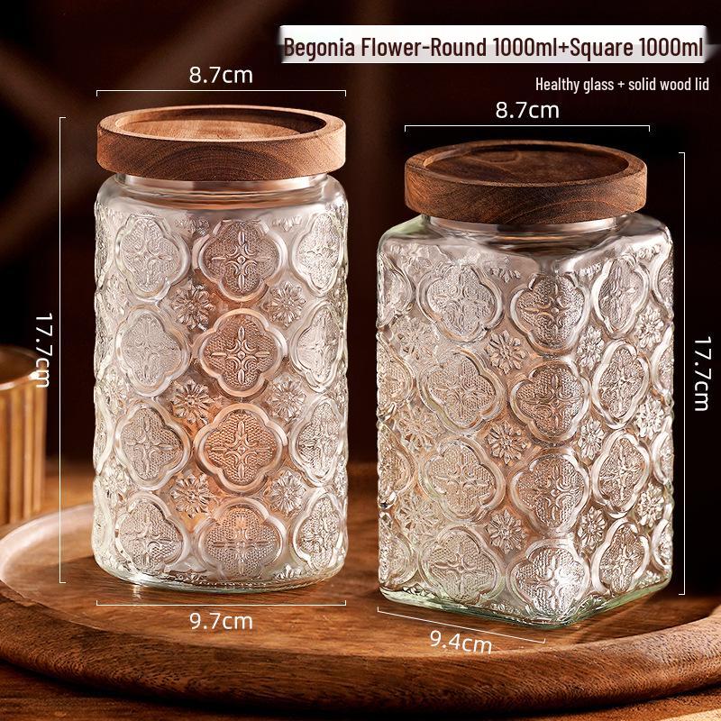 Стеклянная герметичная банка для хранения закусок, сухофруктов, чая, сахара и зерновых