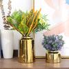 1PC Flower Arrangement Container Home Golden Glass Vase Flower Decoration Ceramics Tabletop Hydroponic Plant Vase Luxury 2 Sizes