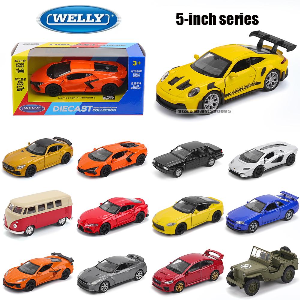 WELLY 5-дюймовый 1999 Nissan GTR R34 Porsche 911 GT3 RS Chevrolet Volkswagen литой металлический модель автомобиля игрушка статическая литая коллекция автомобилей