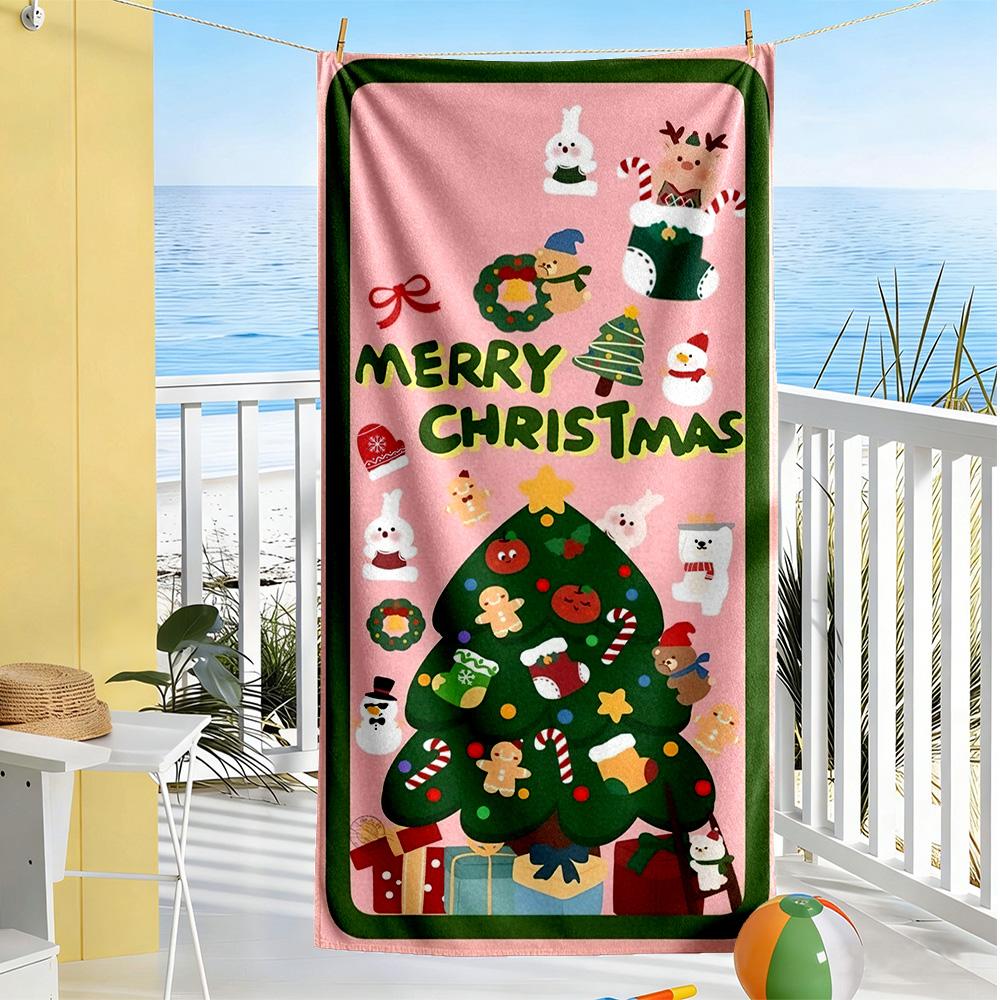 Christmas Beach Towel High Absorbency & Quick-Dry Comfortable Lightweight