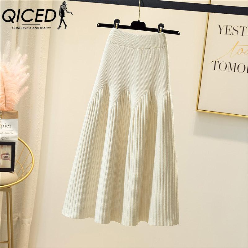 QICED Женская Мода Повседневная Однотонная С Принтом Летняя Весенняя Юбка