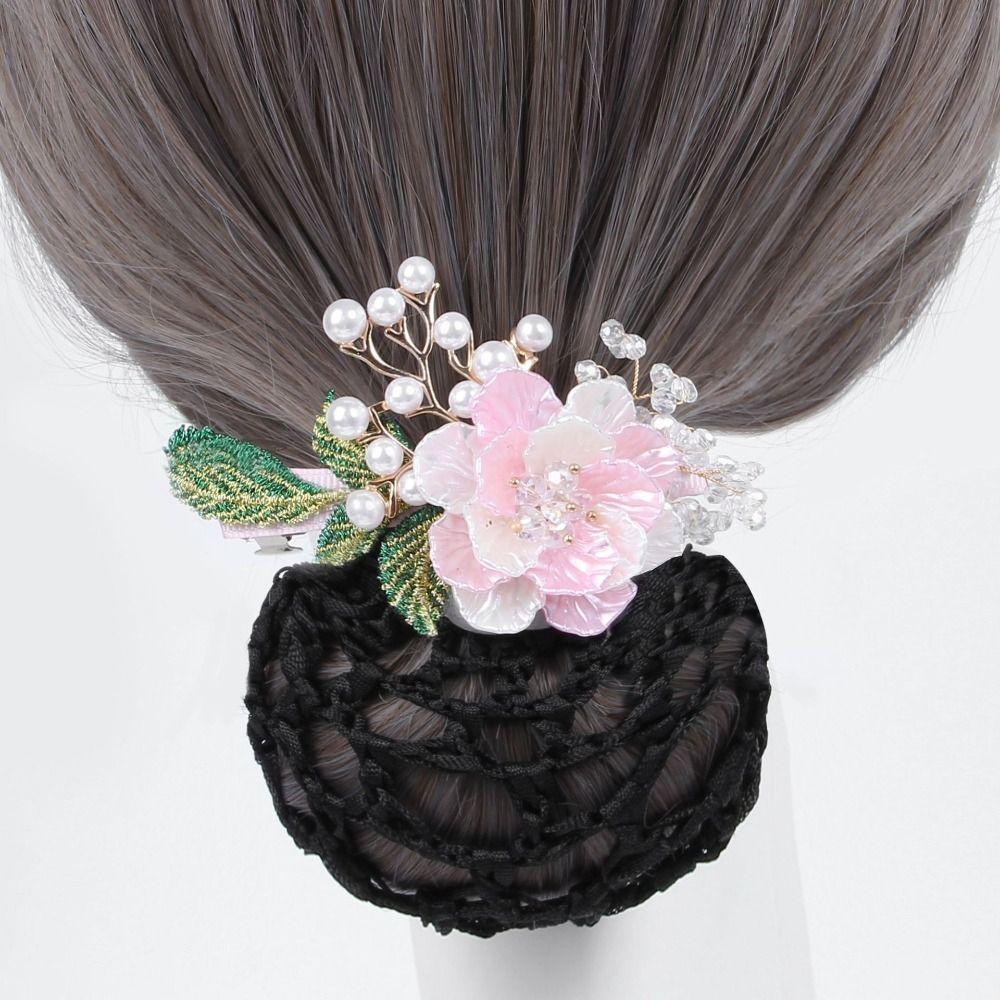 Сетка-чехол для шпилек, Снуд с цветком, Зажим-пружина, Корейский стиль, Кружевная сетка для волос, Подарок на День матери