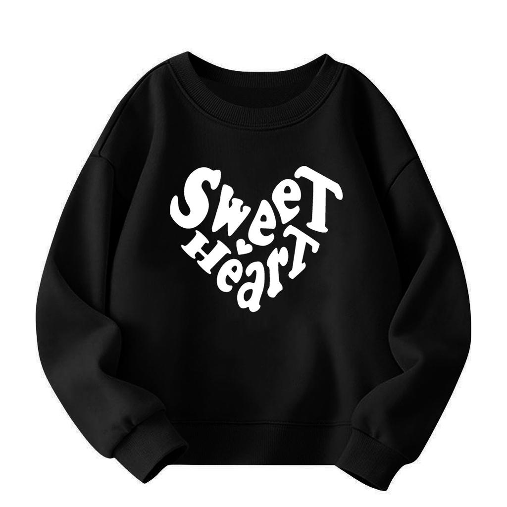 День святого Валентина Девочки Круглый вырез Пуловеры для детей Печатные детские топы