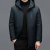 New Winter Men's Down Jacket Lapel Mid-length Middle-aged Men's Loose Warm Hooded Casual Thickened Jacket