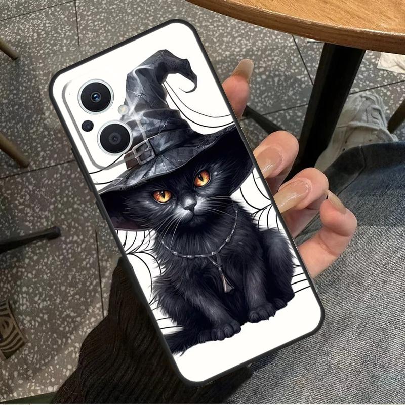 Ведьма Черная Кошка Для OPPO Reno 10 11 12 13 14 Pro 7 8 Lite 8T 11F 12F 13F 14F OPPO Find X8 X9 X5 X6 Pro Чехол