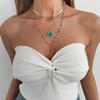 Sweet Ins Metal Oil Drop Flower Necklace, Fashion Colorful Crystal Chain Clavicle Chain For Women