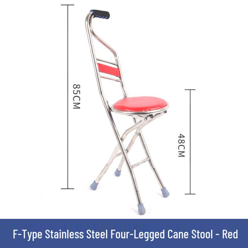 Multi-functional Anti-slip Folding Cane Stool for Elderly – Lightweight and Four-legged Chair for Outdoor Walking