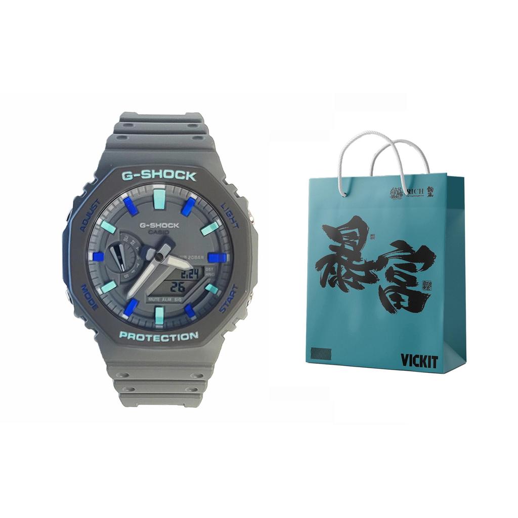 Casio Мужские часы с ЖК-дисплеем и аналоговым двойным дисплеем Серия Gray GA-2100-1A1(Watch3--)