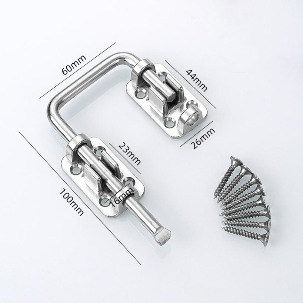 New Stainless Steel Door Latch Lock Thickened Non Perforated Anti-theft Buckle Safety 90/180 Degree Gate Latch Gates