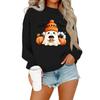 Женский повседневный модный свитшот с круглым вырезом и длинными рукавами с принтом на Хэллоуин