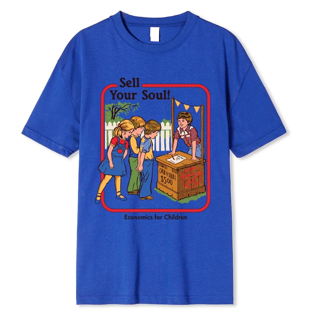 Horror Comic Series Sell Your Soul Economics For Children Tshirts Fashion T Shirts Loose Cotton Tee Clothing Street T-Shirt