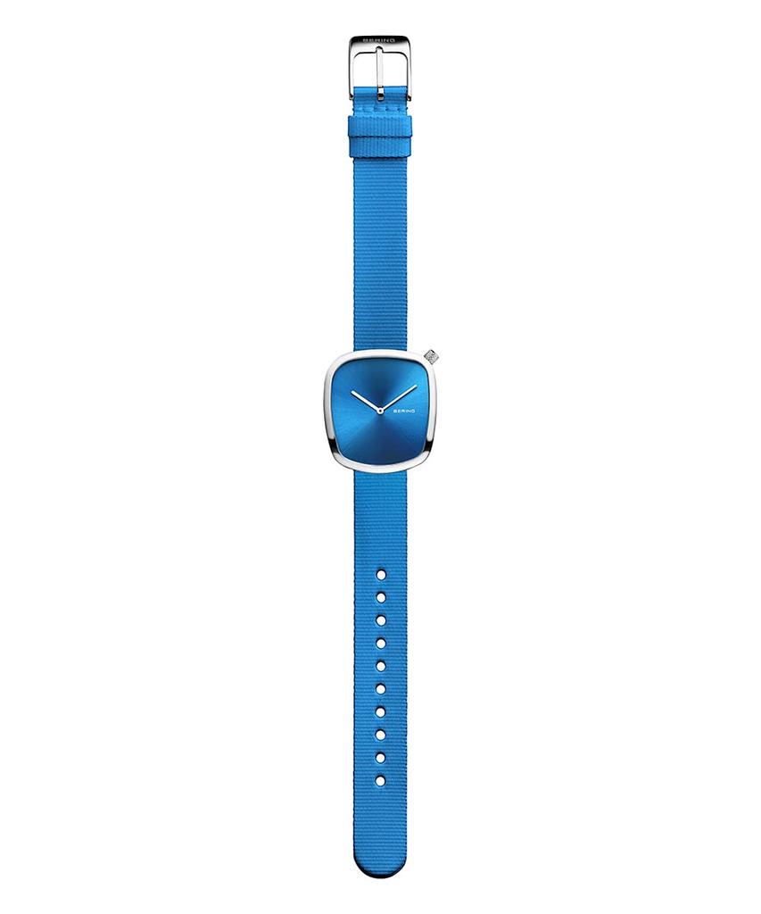 BERING Pebble 18034-308 унисекс часы синий сетчатый ремешок из нержавеющей стали сапфировое стекло