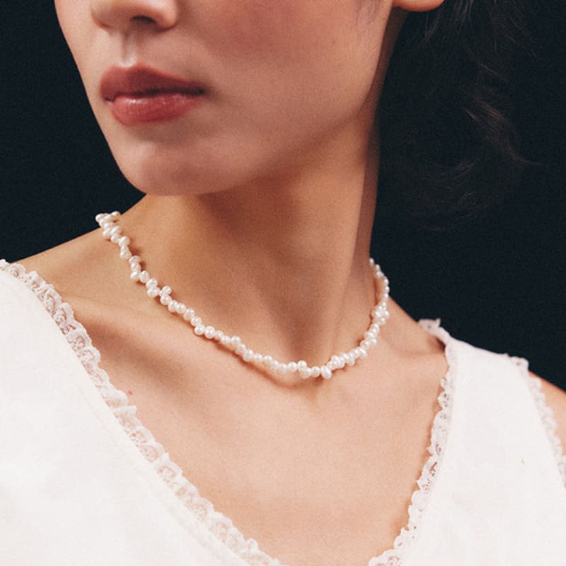 lowool Mini zigzag pearl necklace