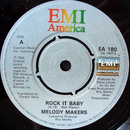 7inch Record MELODY MAKERS Rock It Baby EA180 EMI America 1984 UK Reggae Ska Dub Used