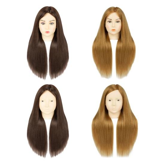 Mannequin Head with Real Hair Hairdresser Braiding Hair Styling Training Manikin Cosmetology Doll Head Brown Golden Hairdressing Makeup Practice Head