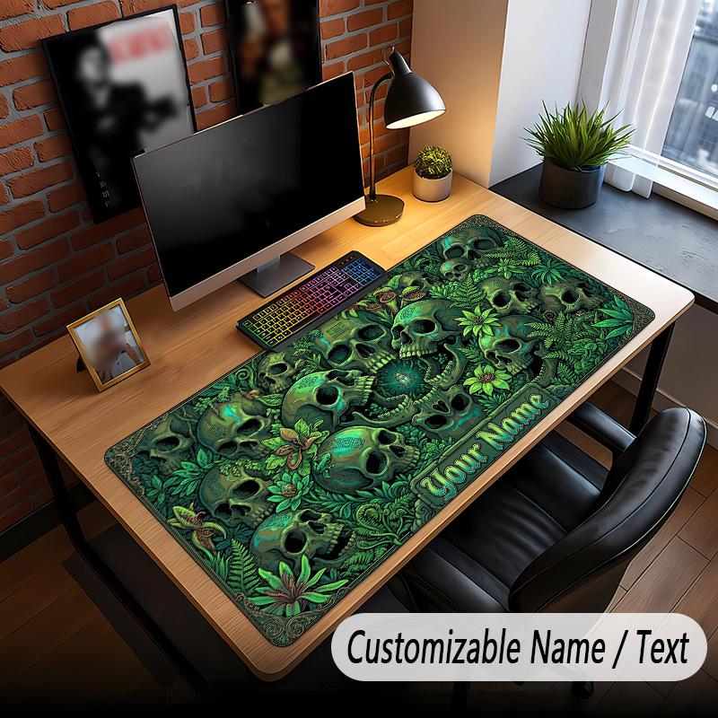Skull Gothic Theme Custom Mouse Pad Personalized With Name Text Customized Desk Mat For Office Home Decor