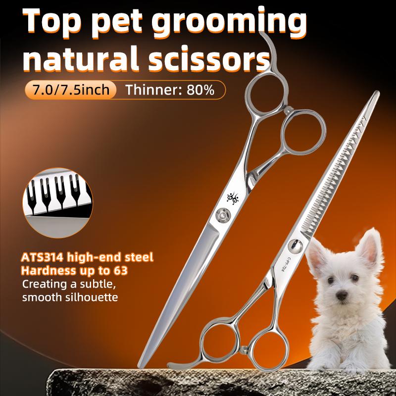 Yijiang Hot Sell Professional 7/7.5 Inch Pointed Straight Magic Chunker Scissors Dog Grooming Shears for Pet Face Hair Trimming