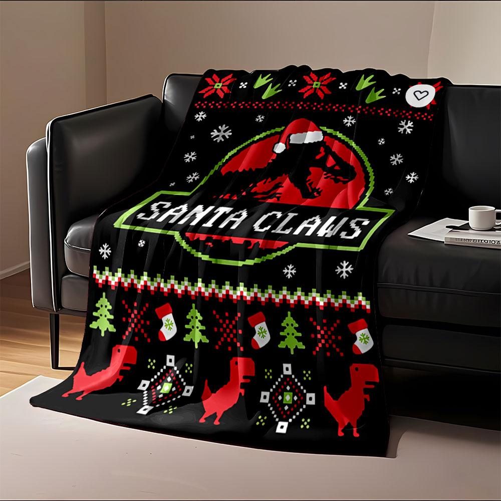 Santa Claws Dinosaur Blanket for all seasons blanket lunch break throw gift