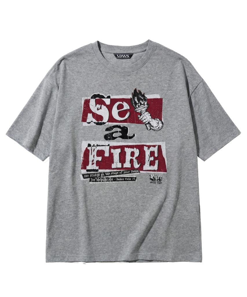 IDWS Футболка с принтом 'Set Fire' Серая
