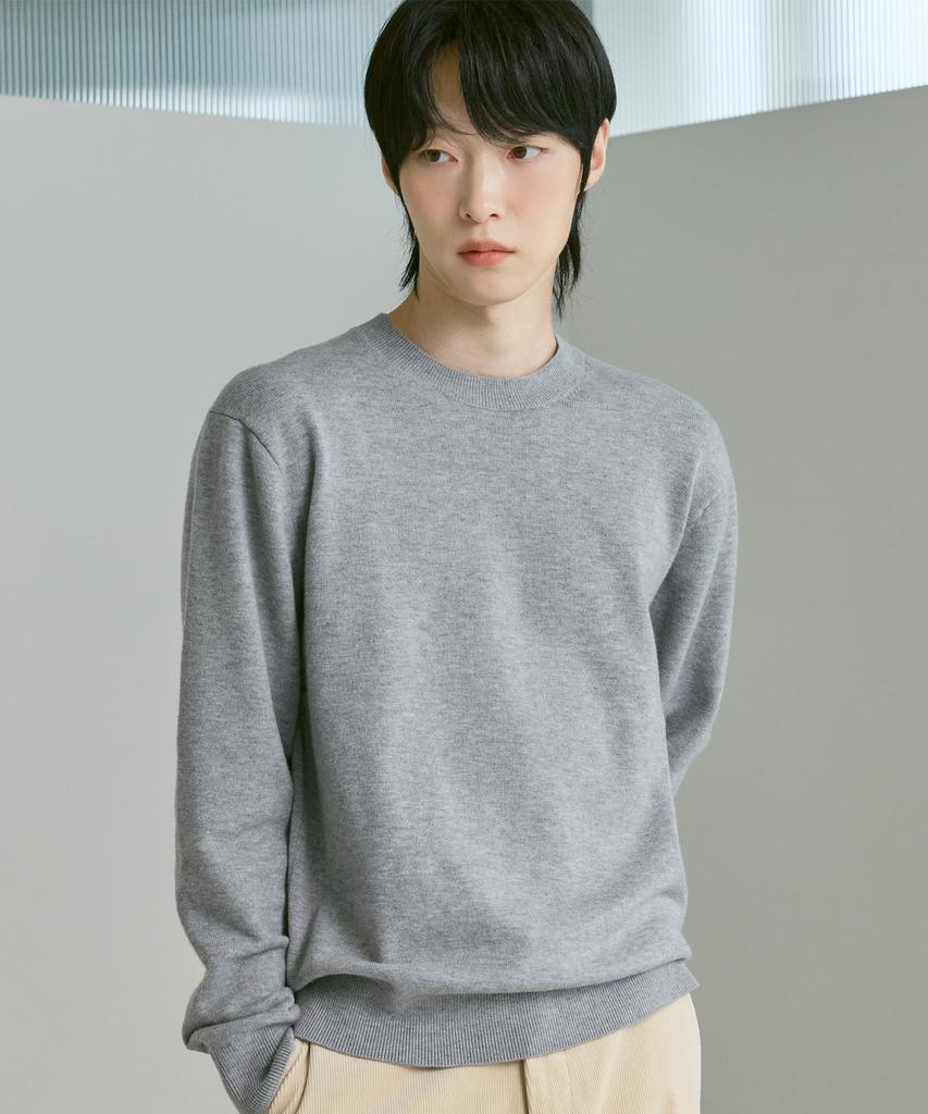 210EDIT Unisex Soft Knit Round Neck [Melan Grey]_Zz4Sw070