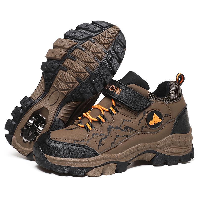 Plus-Size Kids' Sports Shoes: Hiking, Travel, High-Top Warm Cotton Shoes, Snow Boots with Steel Claws for Autumn and Winter.