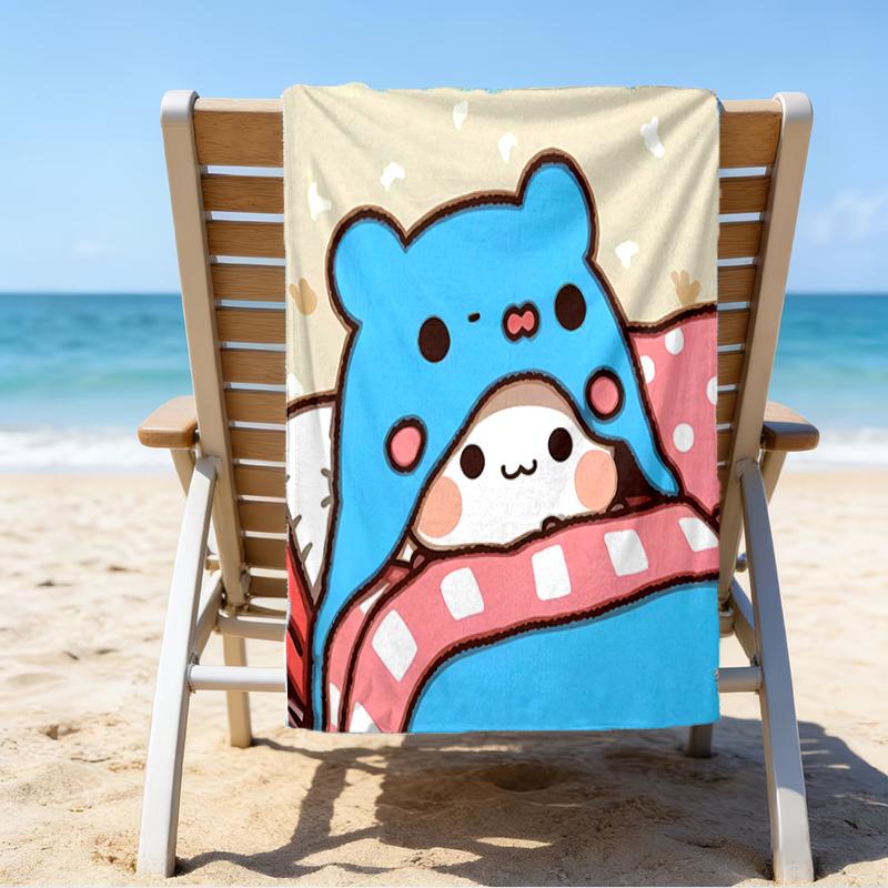 proof beach towel with a Bubu and Dudu pattern - soft,absorbent,quick-drying,machine washable - perfect for swimming,camping,bathing
