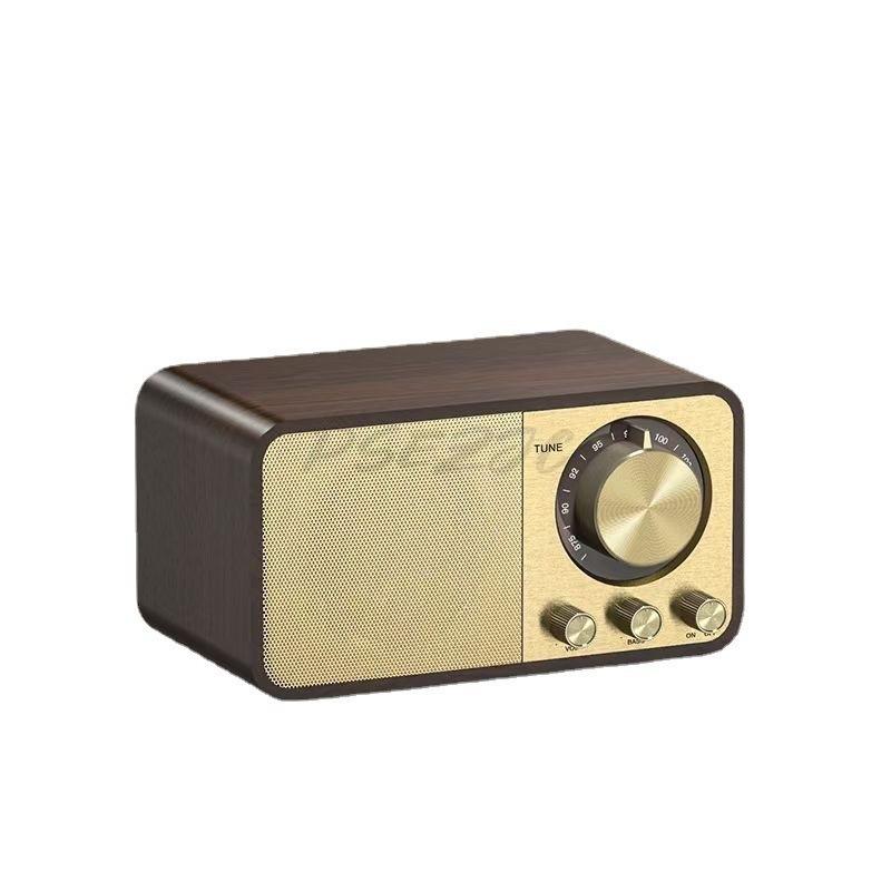 Wooden Retro Bluetooth Speaker Radio with Antenna Plug-in USB Speaker Hands-free Subwoofer