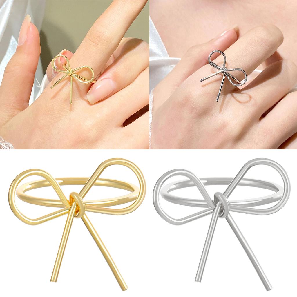 Elegant Bowknot Rings Adjustable Size Rings Bow Finger Rings Decoration Handmade Jewelry Stylish Accessory for Parties