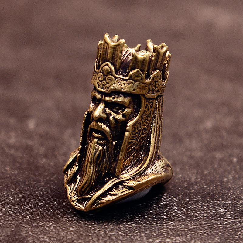 Корона Череп Король Скелет Голова Мужчины Скульптура Латунь Бусины для Ножа EDC На Открытом Воздухе DIY Плетеный Темляк Брелок Подвеска Аксессуар