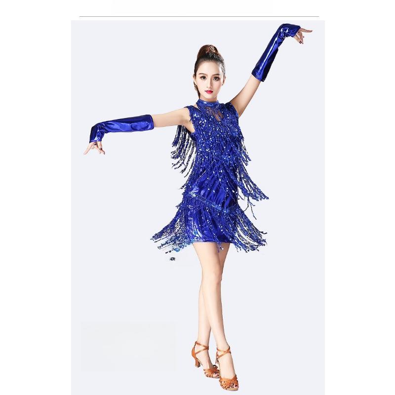 Sexy Shiny Flapper Gatsby Dress Double V-Neck Sleeveless Sequin Tassel Latin Jazz Party Dance Dress Vestido