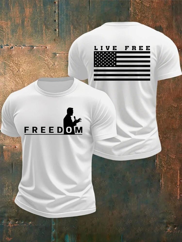 Freedom USA Flag Live Free Print T-shirt