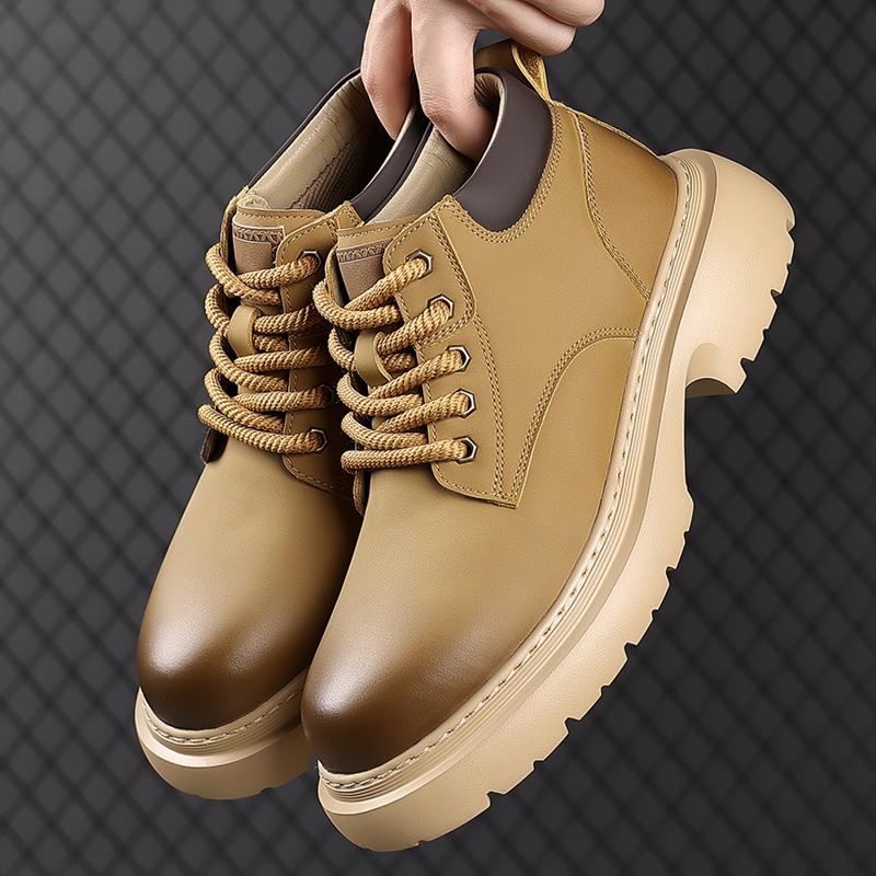 Мужские универсальные ботильоны на шнуровке, рабочая обувь, повседневные высокие ботинки в стиле ретро для мужчин, натуральная кожа, мужские мотоциклетные ботинки