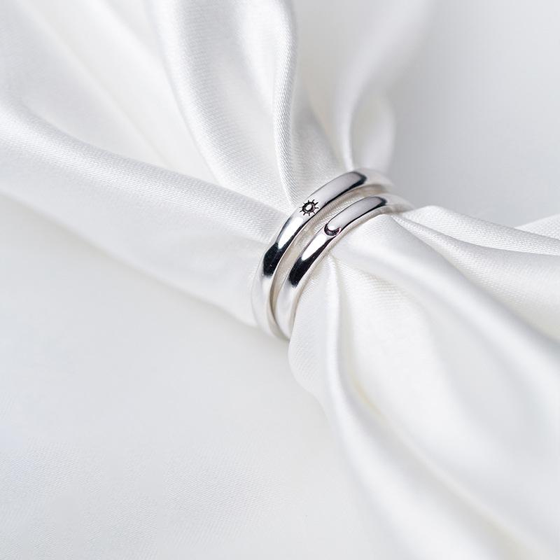 ANENJERY Пара колец для женщин и мужчин, минималистичные обручальные кольца на палец с Солнцем и Луной, ювелирные изделия