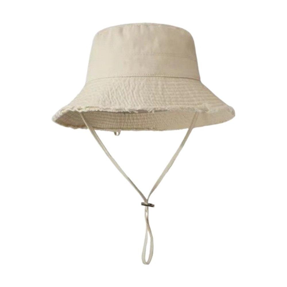 Fashion Hyun-Ah Style Bucket Hat Sun Resistant Fringed Summer Sunshade Hat Adjustable Large-Brimmed Hiking Hat Four Seasons