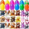 12PCS Filled Easter Eggs with Plush Animal Toys Inside, Prefilled Easter Eggs for Easter Eggs Hunt, Easter Basket Stuffers Fillers