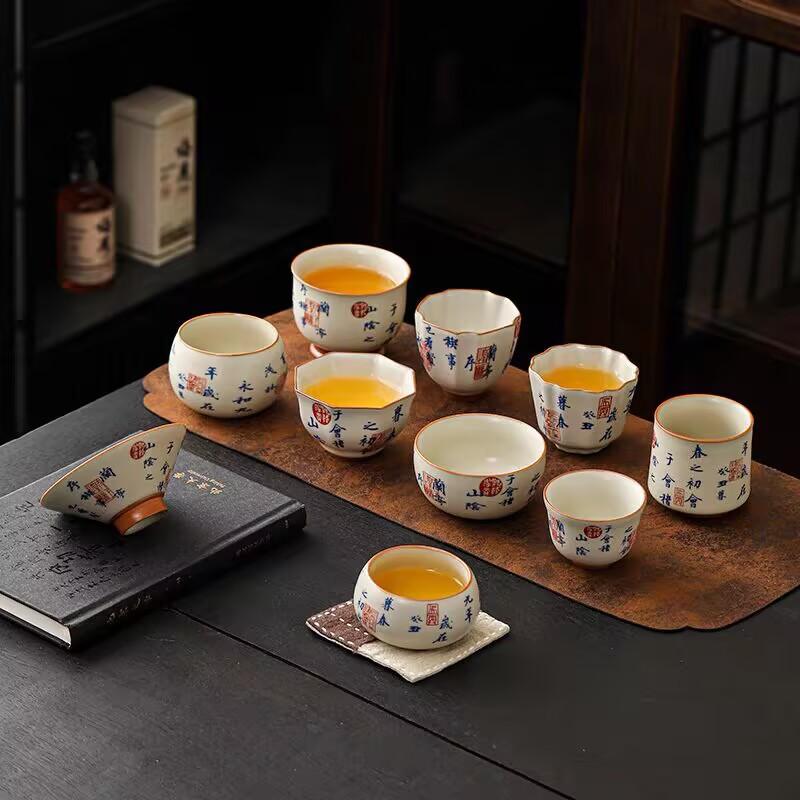 Lanting Collection Preface Teacup Master Cup Smell Fragrance Cup Single Cup Ceramic Tea Tasting Cup Household Kung Fu Tea Set Tea Cup Tea Cup