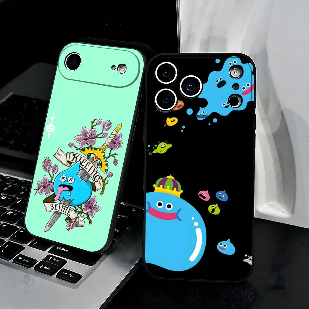 D-dragon Q-Quest Слайм Чехол для телефона Для IPhone 17 Air 16 E Pro Max 15 14 13 Mini 12 Pro 11 Max Plus Черный Мягкий корпус