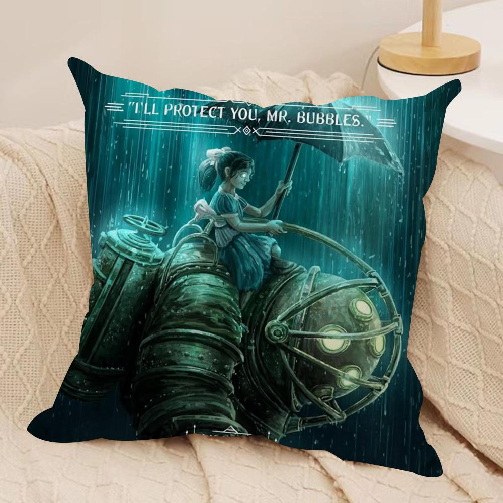 Fanart BBioshock RRapture Cushion Cover Soft Plush Fabric DoubleSided Printed Sofa Cushion Cover for All Seasons Home Decor