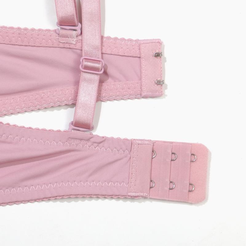 Pink Push Up Bra for Girl Comfy & Breathable Cross Hollow Out Bra, Women's Lingerie 34B-40B Cup Underwear