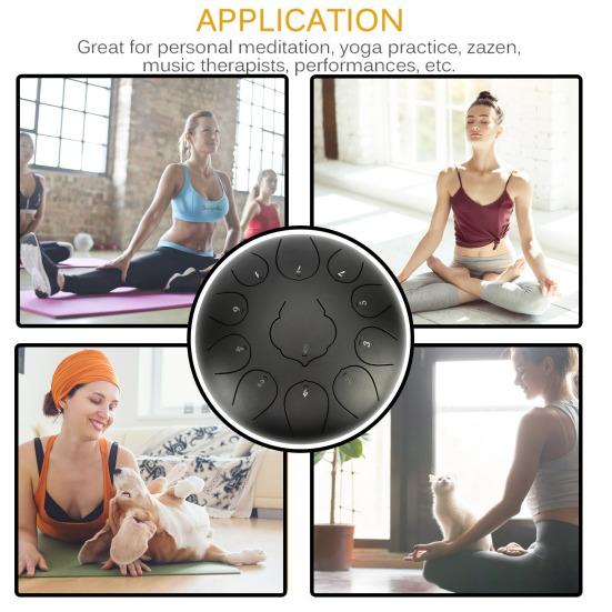 11 Notes 10 Inches Diameter Lotus Type Steel Tongue Drum Handpan Percussion Instrument with Bag Music Score Mallets