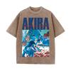 2026 Vintage Washed Beige Retro City Anime Character Graphic T Shirt Old Manga Print Oversized Casual Short Sleeve Tee