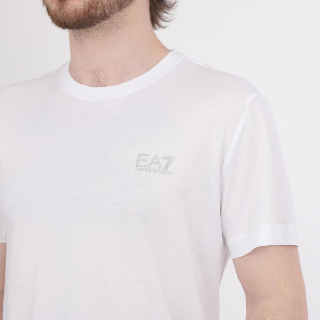 Emporio Armani EA7 Short Sleeve T-Shirt, Size 8NPT51 PJM9Z (White with Silver Logo, Size L) [Parallel Import]