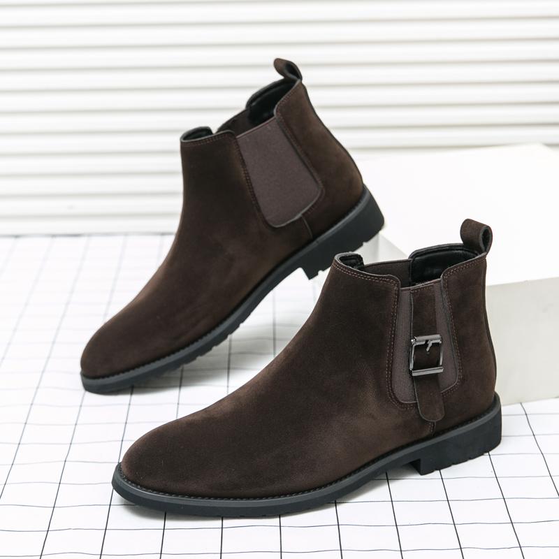 Fashion Casual British Style Short Boots Side Zipper Mens High-Top Shoes Classic Retro Genuine Leather Male Chelsea Ankle Boots