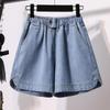 Women's Summer Plus Size Loose Denim Wide Leg Shorts Casual Comfortable High Waist Thin Section Three-quarter Pants